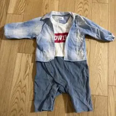 EDWIN チェック柄ロンパース 80