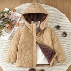 フード付きキルティングコート ベージュ7Y
