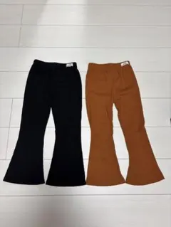 フレアパンツ 黒 茶色 115-120 2点セット