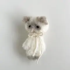 ピンク 白 ねこ 猫 ハンドメイド ぬいぐるみ 作家 テディベア アート