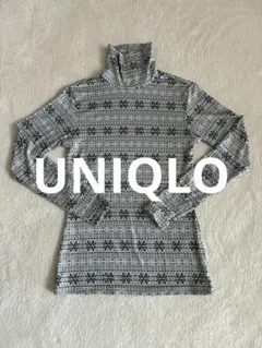 UNIQLOヒートテック タートルネック 長袖 ノルディック柄 グレー