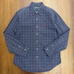 Ralph Lauren 長袖シャツ チェック柄 古着 ネイビー Lサイズ