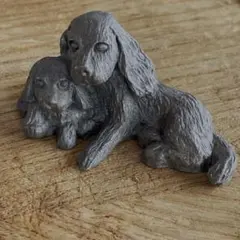 【ピューター】犬の金属製置物 グレー 小型