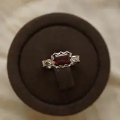 数量限定 天然ガーネット アンティーク風 ウェーブデザイン S925銀 リング