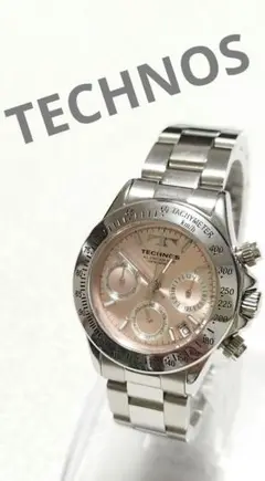 TECHNOS 腕時計 T 4784 クロノ ピンク文字盤【電池交換済み】