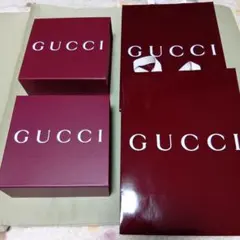 GUCCI バーガンディ 紙袋 ギフトボックス セット×2