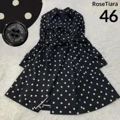 【大きいサイズ】 ローズティアラ ストレッチトレンチコート ドット ベルト 46 ローズティアラ トレンチコート レース ベルト付き 大きいサイズ