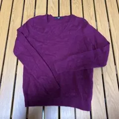 ユニクロ Vネックニット 長袖 M カシミヤ100%