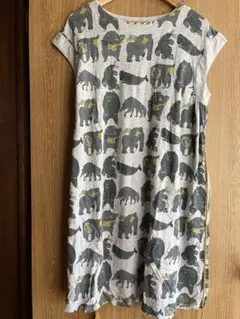 kata kata 動物プリント 半袖ひざ丈ワンピース