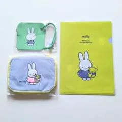 米飛兔三件組 萬用收納包、仿皮革花卉圖案化妝包、透明文件夾