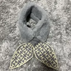 ファー付き幾何学模様　ネックウォーマー