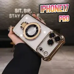 クリア　ゴールド メタリック　スタンド　MagSafe iPhone17Pro