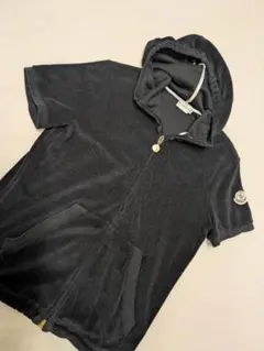 MONCLER パイル地 半袖パーカー ブラック L　ダブルジップのサムネイル