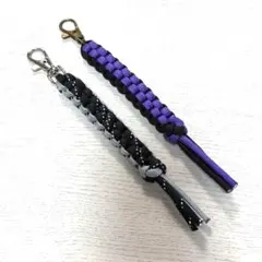 ゴルフ　ティーホルダー２本　ハンドメイド ブラック(シルバードット)・パープル