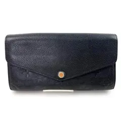 Louis Vuitton ブラックレザー 長財布 エンボス加工