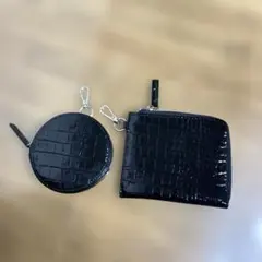 ブラック クロコダイル風型押し 財布 セット