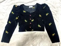 ラナン　コーデュロイ　トップス　ブラウス　パフスリーブ　ハートカット