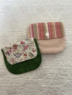 小さなポーチ2コセット 　ピンク　グリーン