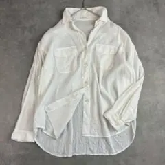 PLST プラステ リネンブレンドブラウス M シャツ 麻 通勤 仕事のサムネイル