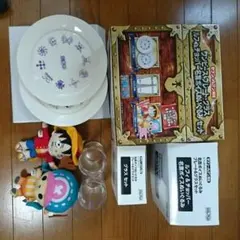 ワンピースプレート、グラスぬいぐるみセット