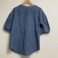ジュノア　2wayコットンレースシャツ　ブルー