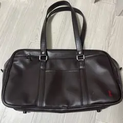 EASTBOY スクールバッグ 合皮　ブラウン 刺繍赤