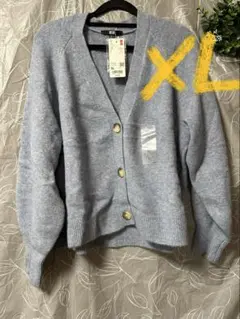 ユニクロ　スフレヤーンショートカーディガン（長袖）　ブルー　XL アウター