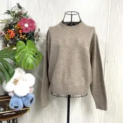 UNIQLO ベージュ クルーネック 長袖ニットセーター　M レディース