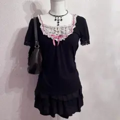 y2k 平成 axes femme 姫ギャル リボンレースフリルカットソー旧タグのサムネイル