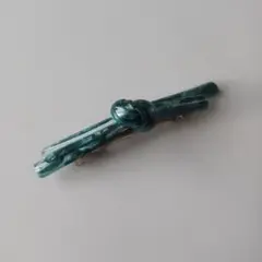 リボンモチーフ　 バレッタ　 グリーン 　マーブル 　ヘアアクセサリー