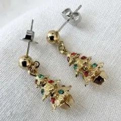 vintage ／クリスマスツリーのピアス ラインストーン