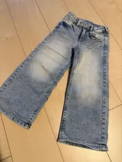 【美品】H&M キッズ ワイドレッグ デニムパンツ 104cm