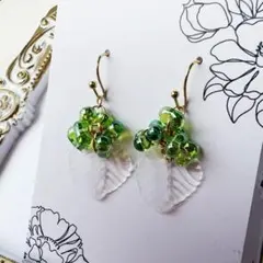 猫☆ネコ 四つ葉のクローバー❤レジン ピアス イヤリング チャーム