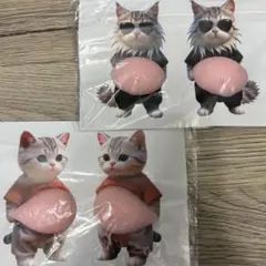 お腹ぷにぷにシール ねこ ネコ 猫 おなかぷくぷくシール 3Dシール 4匹