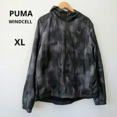 美品】PUMA プーマ ウィンドブレーカー XL グレー 総柄 WINDCELL