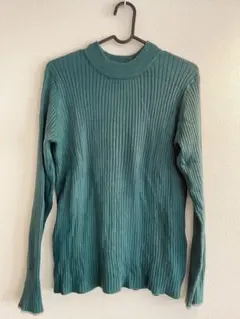 【DISCOAT】グリーン モチモチリブパイピングハイネック Mサイズ