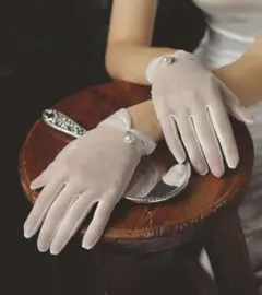 ウェディンググローブ ショート パール付き