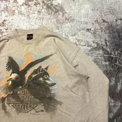 極希少 90s USA製 ハーレーダビッドソン ロンT ウルフ イーグル XXL