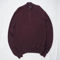 90s Ralph Lauren ハーフジップ ワインレッド XXL ニット