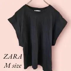 ザラ Tシャツ 黒 ノースリーブ コットン ポリウレタン 混合