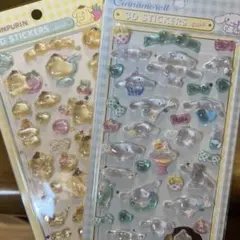 ポムポムプリン シナモンロール 3Dステッカーシール 2点セット