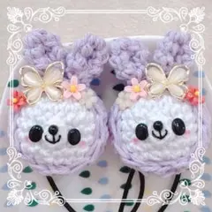 あみぐるみ♡キッズヘアゴム♡あったか帽子のうさちゃん♡ちょうちょとお花♡