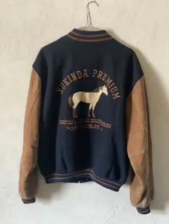 80s 90s USA製 Golden Bear スタジャン L レザー 馬刺繍