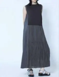 ANDRESD アンドレスド ピンストライプペプラムセットアップドレス L