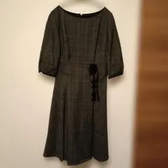 Apuweiser-riche チェック柄 七分袖ワンピース