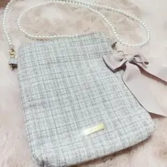 Maison de FLEUR ツイード ミニショルダーバッグ ピンク