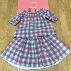 kate spade チェック柄オフショルダートップスとスカート　120 130