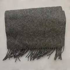 無印良品 ウール100% グレー フリンジ付きマフラー