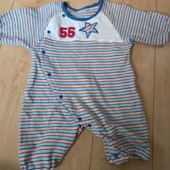 ストライプ柄ロンパース 50-60cm