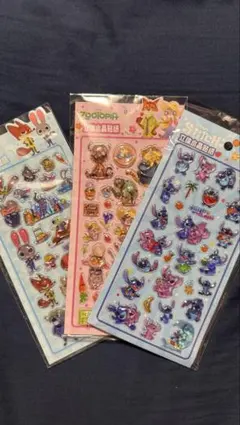 ズートピア・スティッチ 立体シール 3枚セット